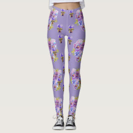 Legging Pernas Florais Pansy, Lavanda chique