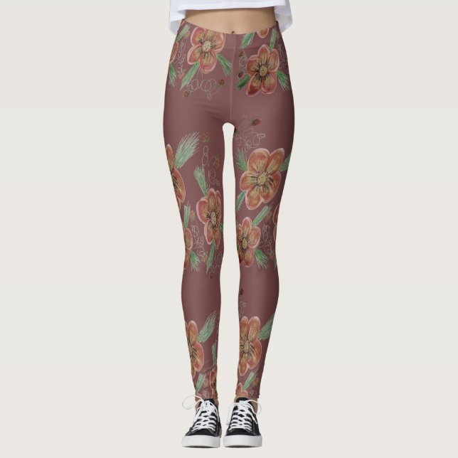 Legging Pernas Flores De Rosa (Frente)