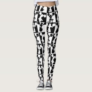 LEGGING PERNAS GEOMÉTRICAS DE CHEERLEADERES PRETAS E BRANC