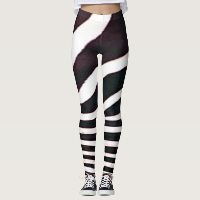 Legging Pernas Impressão de Zebra em Preto e Branco (Frente)