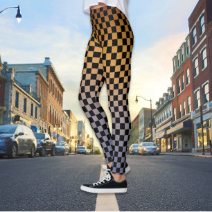 Legging Pernas laranja e solares roxas, verificadas