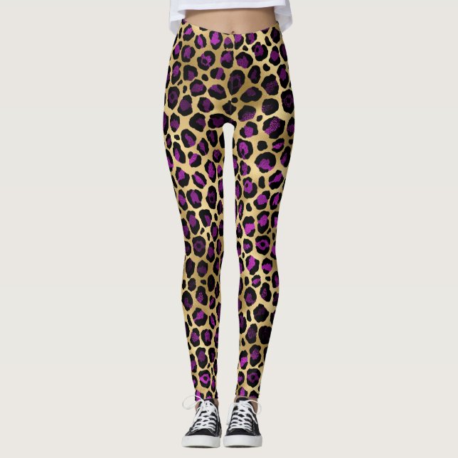 Legging Pernas-leopardo Douradas (Frente)
