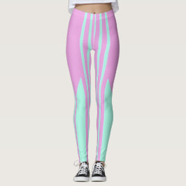 Legging Pernas listradas cor-de-rosa e verde