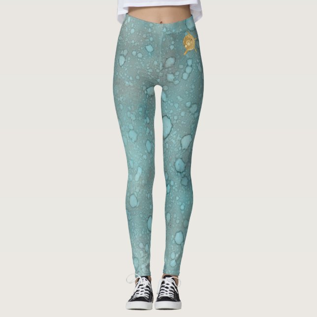 Legging Pernas Mar Azul/Design de golfinhos (Frente)