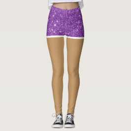Legging Pernas Perfeitas em Shorts de Brilho Falso Roxo