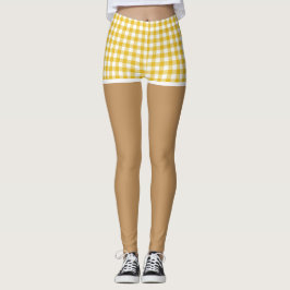 Legging Pernas Perfeitas em Shorts Xadrez Amarelo Moderno