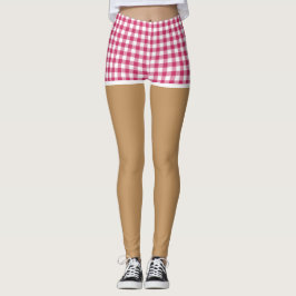 Legging Pernas Perfeitas em Shorts Xadrez Vermelho Cereja