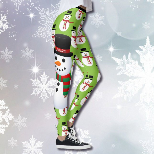 Legging Pernas Personalizadas de Neve Noites de Natal (Criador carregado)