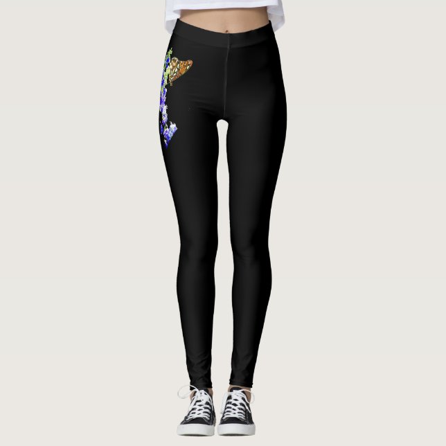 Legging Pernas Pretas com Borboleta Monarca (Frente)