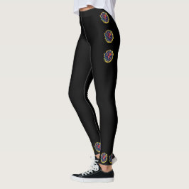 Legging Pernas pretas com design floral 2