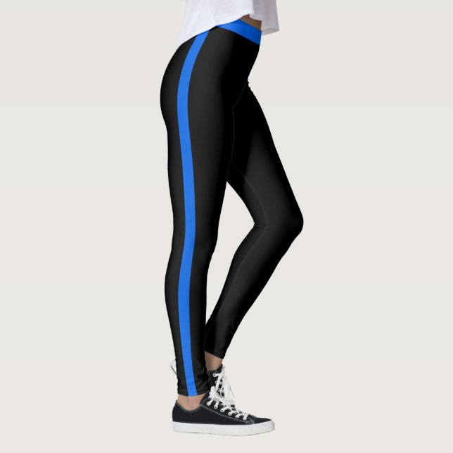 Legging Pernas Pretas com Faixa Lateral Azul - Suas Cores (Direita)