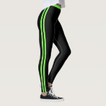 Legging Pernas pretas com faixa verde neon<br><div class="desc">Cores personalizadas Design de esportes modernos com legendas em preto duplo branco neon - ou Escolha / adicione as suas faixas e legendas favoritas / cores de fundo! Boa sorte - Seja feliz :) Design MIGNED</div>