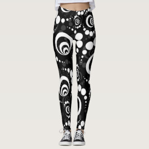 Legging Pernas Pretas E Brancas Do Círculo Retro Moderno