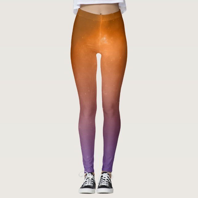 Legging Pernas sólidas laranja e roxa (Frente)