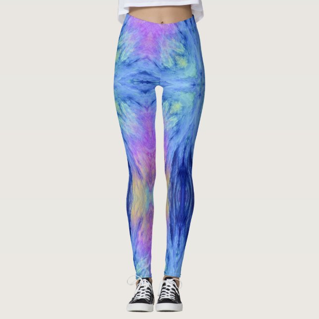 Legging Pernas violetas cor-de-rosa-abstrato para mulheres (Frente)