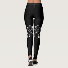 Legging Pérolas Art Déco com padrão preto e branco