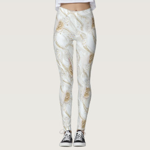 Legging Pérolas de Seda Branca e de Marfim