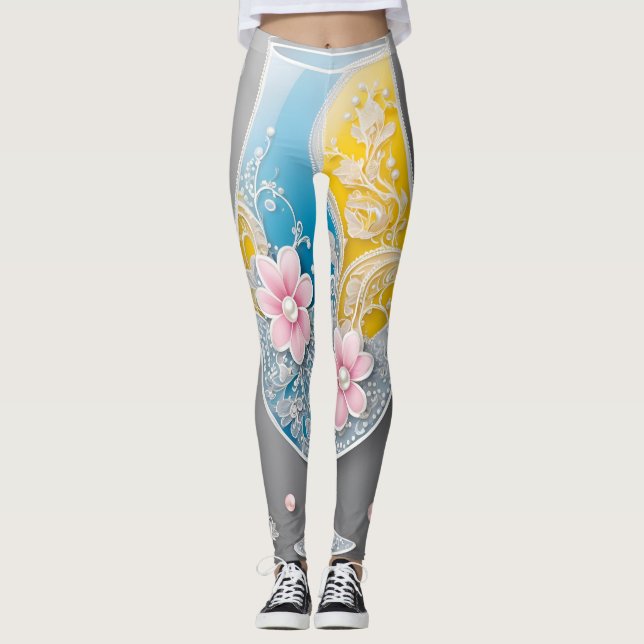 Legging Pérolas Florais O Arte Rosa AI (Frente)