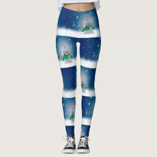 Legging Personagem adorável de boneco de neve de Natal do