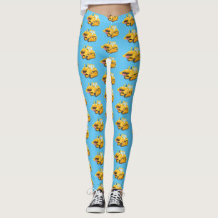 Legging Personagem de desenho animado de bulldozer amarelo