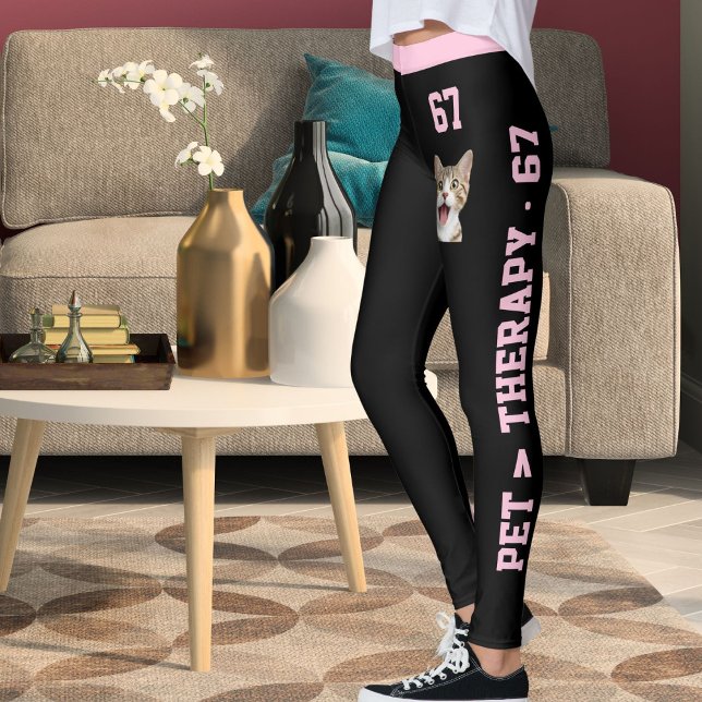 Legging Personalizado Moderno Gata Mãe Rosa Preto 67TH Mul (Criador carregado)