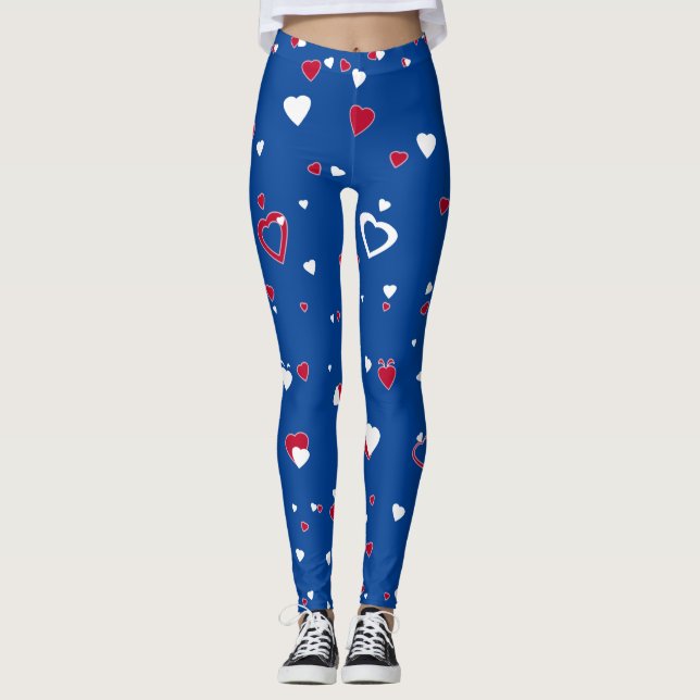 Legging Personalizar Cor de Fundo Cor Vermelha Coração Bra (Frente)