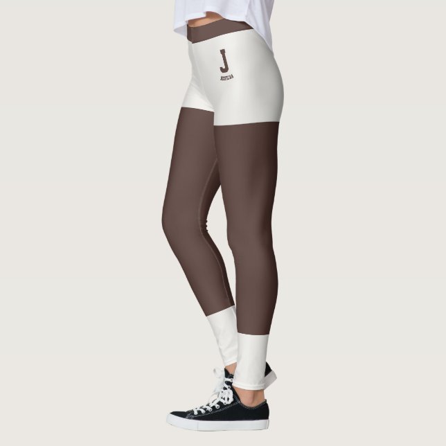 Legging Personalizar Nome Cute Neutro Monograma de Grão de (Esquerda)