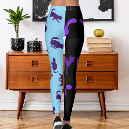 Legging Personalizar Padrão de Gato de Pet de Foto Azul Ro