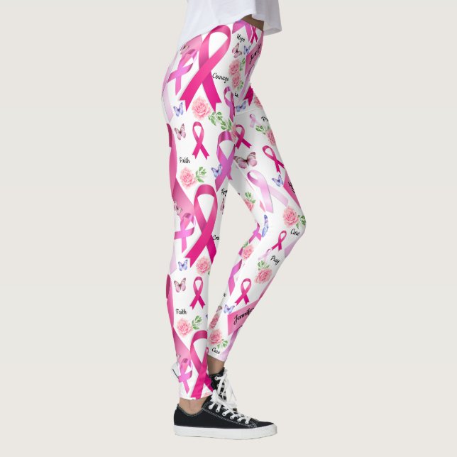 Legging Personalizar Palavras Nome Cancer de Fita Rosa de  (Direita)