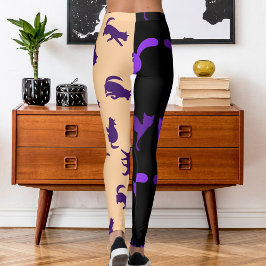Legging Personalizar Pet Cat de Foto Padrão Pêssego Roxo P