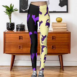Legging Personalizar Pet Cat de Foto Padrão Roxo Cream Pre
