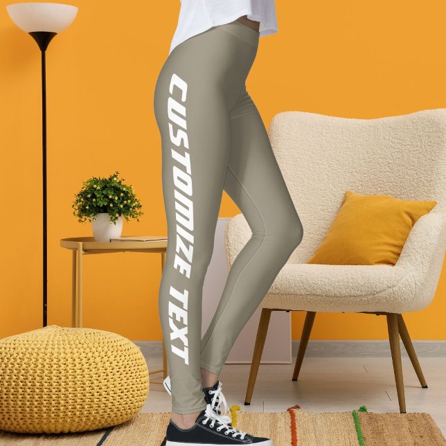 Legging Personalize Foto do Pet Texto Branco Fofo Bege Ter (Criador carregado)