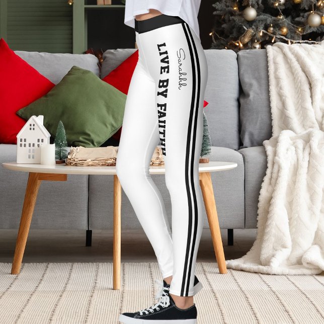 Legging Personalize Name Quote Active Women Striped Yoga  (Criador carregado)