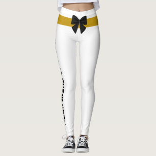 Legging Personalize Natal Vintage Dourado Laço Preto Branc