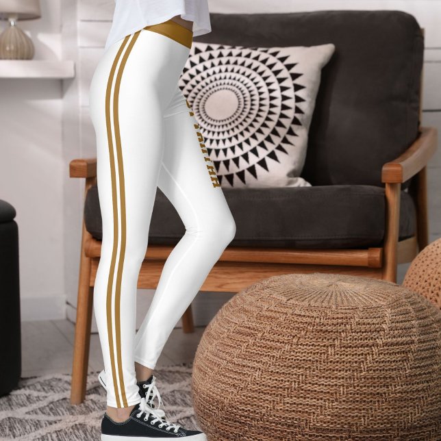 Legging Personalize Nome Citação Ativa Mulheres Listradas  (Criador carregado)