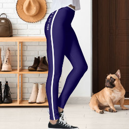 Legging Personalized Cat Pet Dark Blue White Stripes Gift