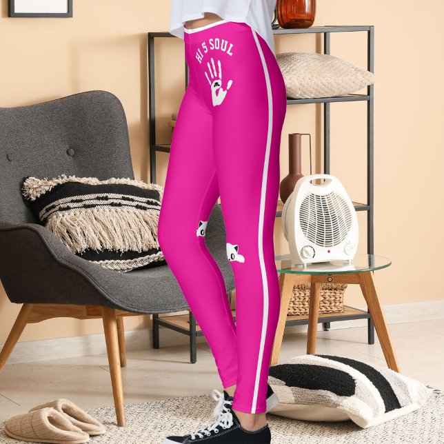 Legging Personalized Cat Pet Hot Pink White Stripes Gift (Criador carregado)