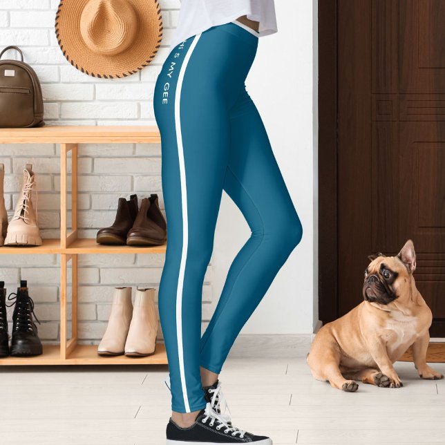 Legging Personalized Cat Pet Ocean Blue White Stripes Gift (Criador carregado)