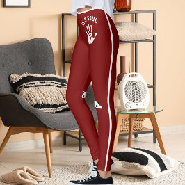 Legging Personalized Hand Cat Pet Deep Red White Stripes 