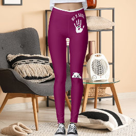 Legging Personalized Hand Cat Pet Wine White Stripes Gift