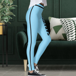 Legging Personalized Name Baby Blue Black Stripes Fun Gift