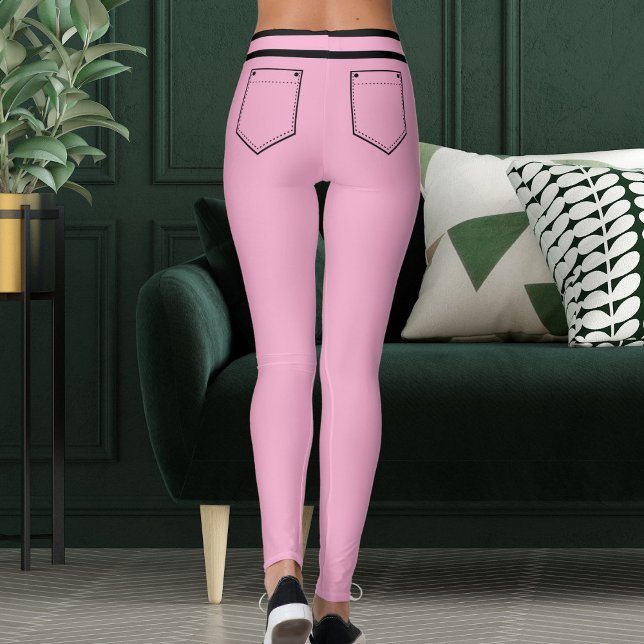 Legging Personalized Name Pink And Black Stripes Fun Gift (Criador carregado)