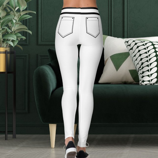 Legging Personalized Name White And Black Stripes Fun Gift (Criador carregado)