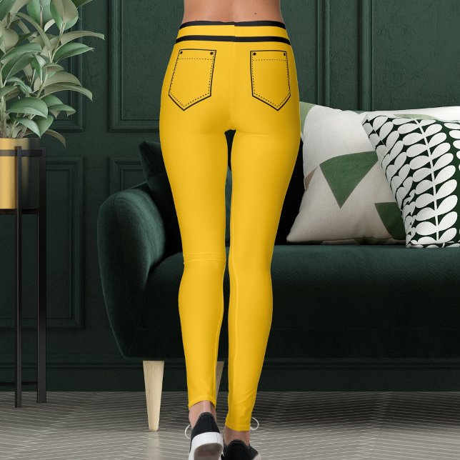 Legging Personalized Name Yellow Orange Black Stripes Gift (Criador carregado)