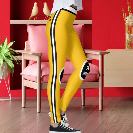 Legging Personalized Pet Mama Yellow Black White Striped
