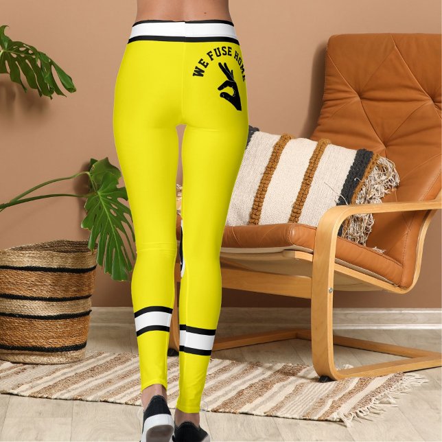 Legging Personalized Yellow Black White Pet Mama Stripes (Criador carregado)