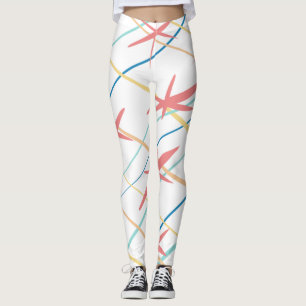 Legging Pêssego Abstrato cor-de-rosa amarelo azul-palha