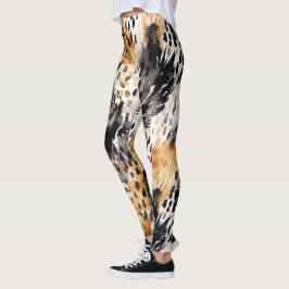 Legging Pêssego Branco Pêssego Branco Impressão Animal Leo