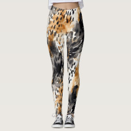 Legging Pêssego Branco Pêssego Branco Impressão Animal Leo