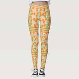 Legging Pêssego E Laranja Flores